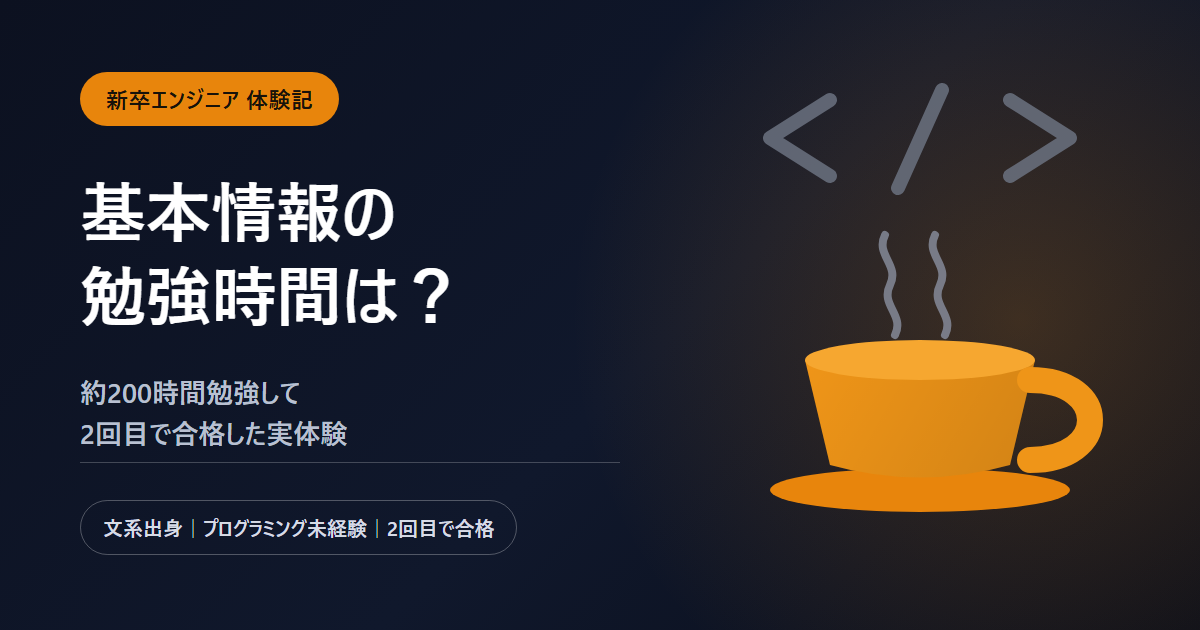 基本情報技術者試験の勉強時間を紹介する記事のアイキャッチ画像